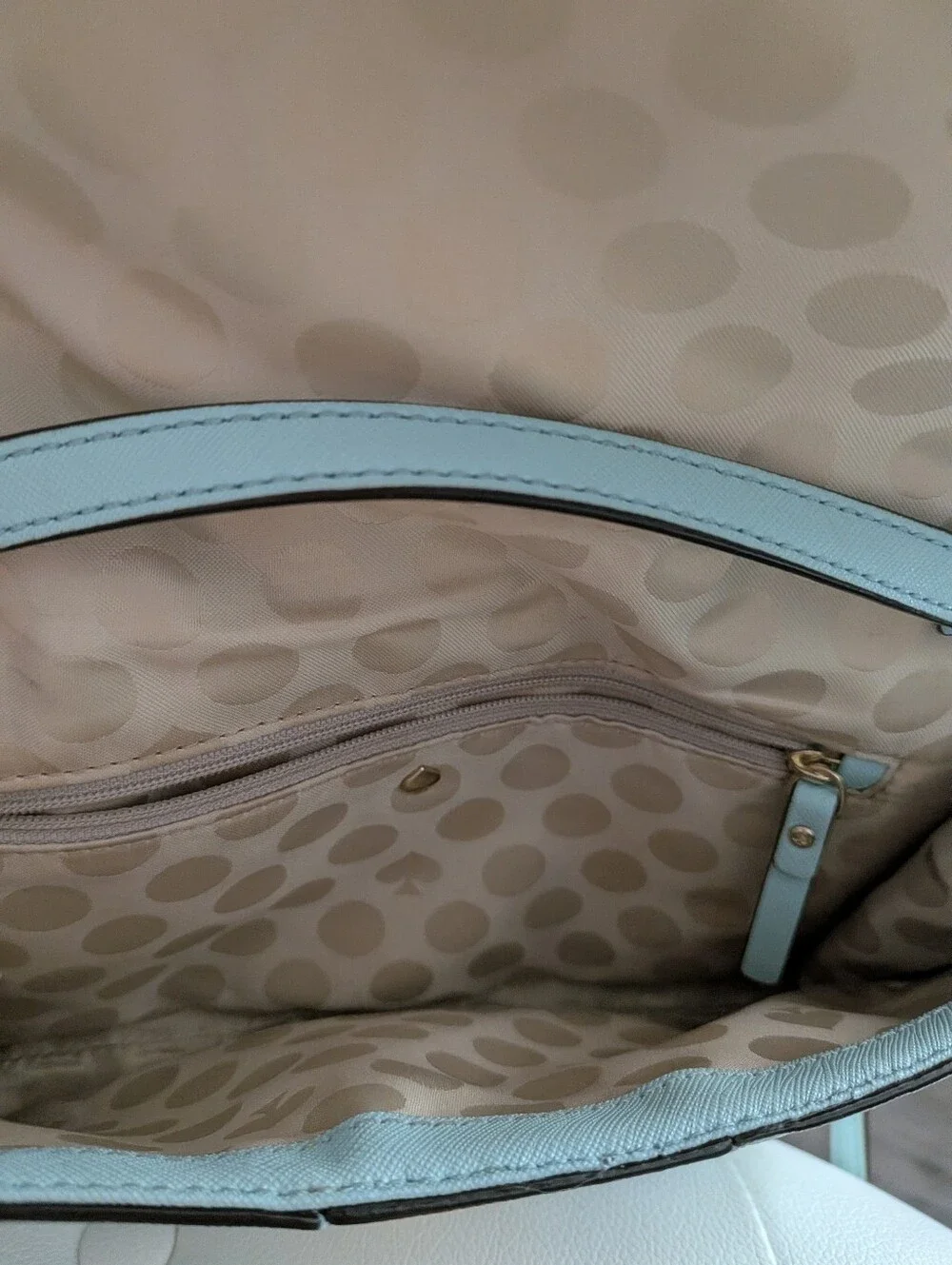 Kate Spade New York Aqua & Gold Saffiano Leather Envelope Crossbody Clutch